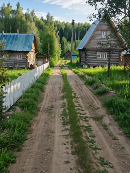 Russian Village and nature - SDXL