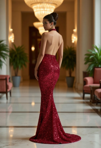 LoRA Christmas Midaxi Red Dress - FLUX