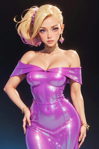 Off Shoulder Glitter Mermaid Dress - magenta v1.0