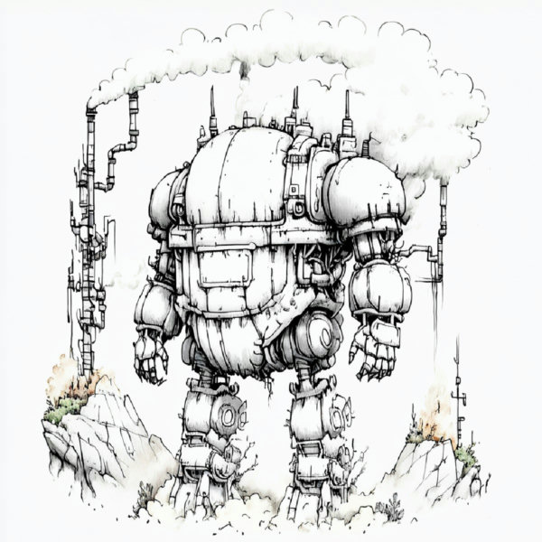 Whimsical Mechanica Line Drawing - SDXL