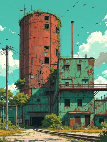 B_Old Industrial Area Scenes_Abandoned Factory Drawing - v1.0