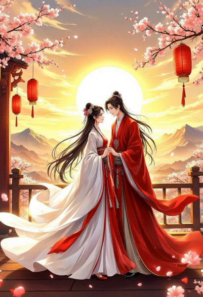 A_Ancient Costume Couple Illustration_Ancient Style Scene Generation - v1.0