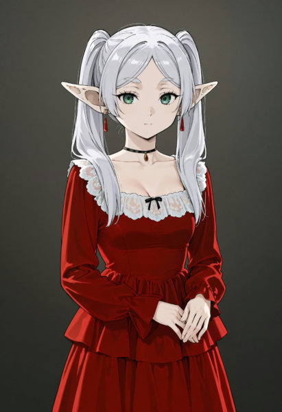 Red Raisin Collar Velvet Dress - v1.0
