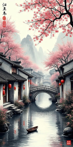 D_Ink-Wash Jiangnan Style_Jiangnan Scenery Generation - v1.0