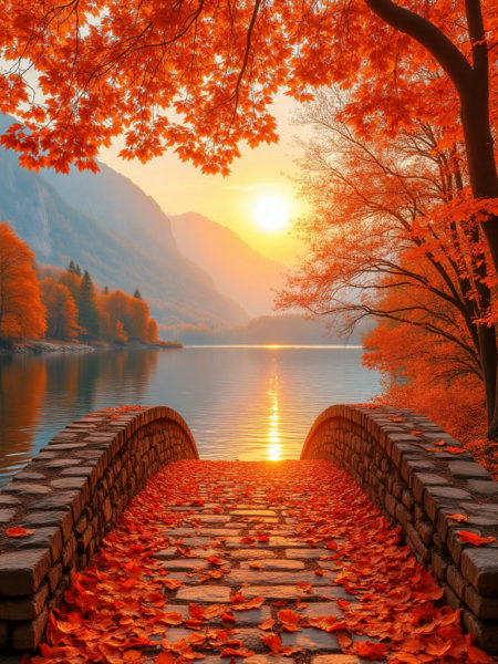 E_Autumn Landscape Generation_Scenes Of Bridges And Red Leaves - v1.0