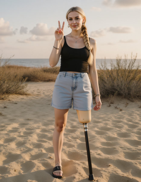 above knee leg amputee with pegleg - V1