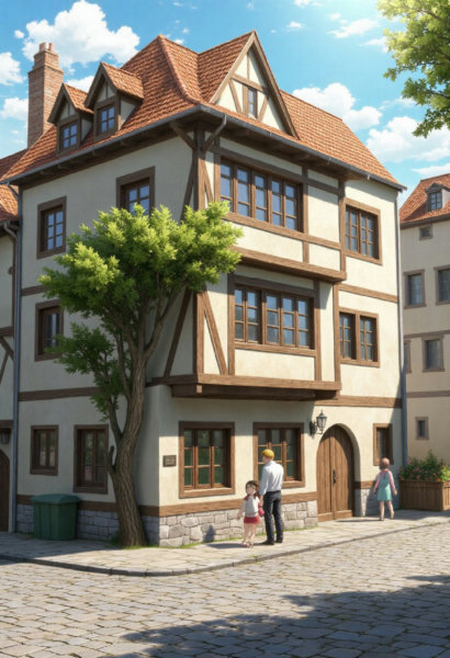 Medieval city Anime landscape - background - Flux v1.0