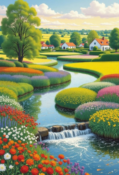 D_Pastoral Landscape Painting_Rural Scene Generation - v1.0