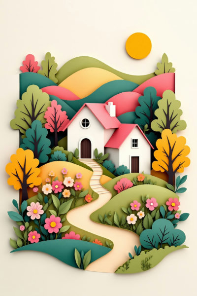 D_Paper-Cut Art Style_Landscape Scene Generation - v1.0