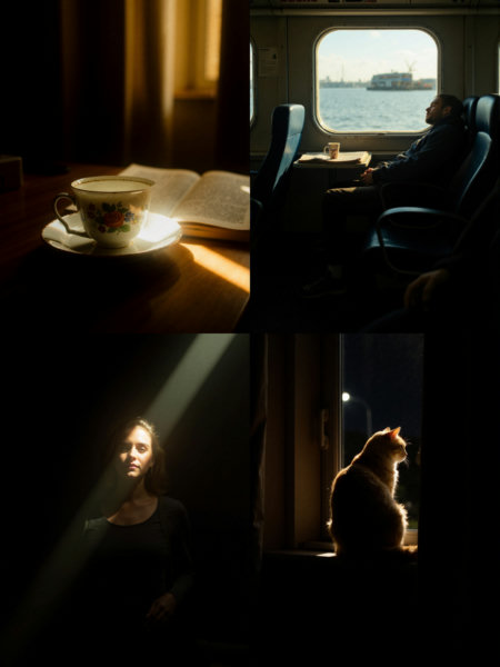 Partially illuminated, strong dramatic contrast in lighting, moody, cinematic - dim8