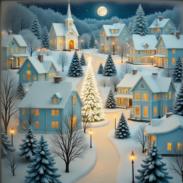 White Xmas Folk Art - White Christmas V1
