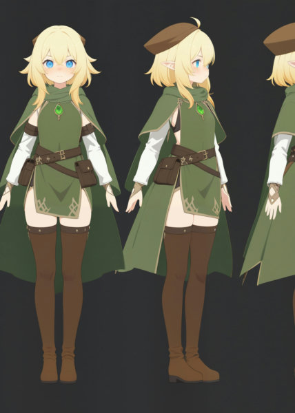 F1/XL Anime Model Turn, Multi-View, Turnaround, Model Sheet, Character Design - SDXL