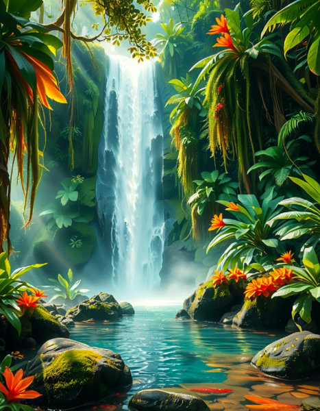 Jungle waterfall background - v1.0