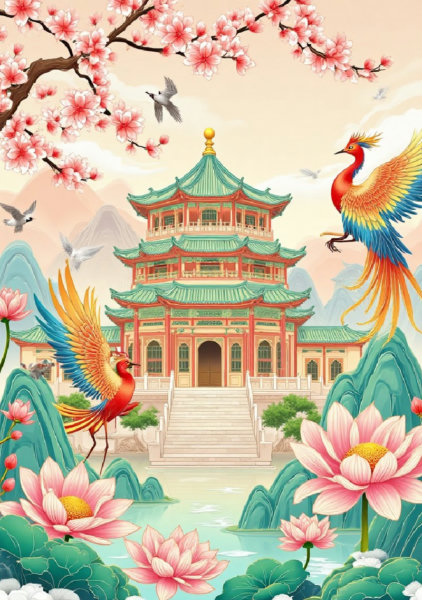 A_Guochao Architectural Illustrations_Ancient Style Scene Generation - v1.0