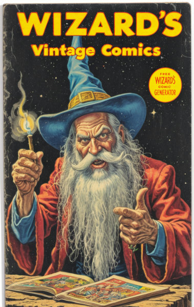 Wizard's Vintage Comic Book Cover - 1950s Pulp LEGACY SDXL