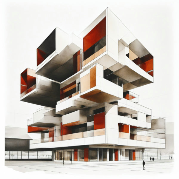 watercolor style architecture - V1