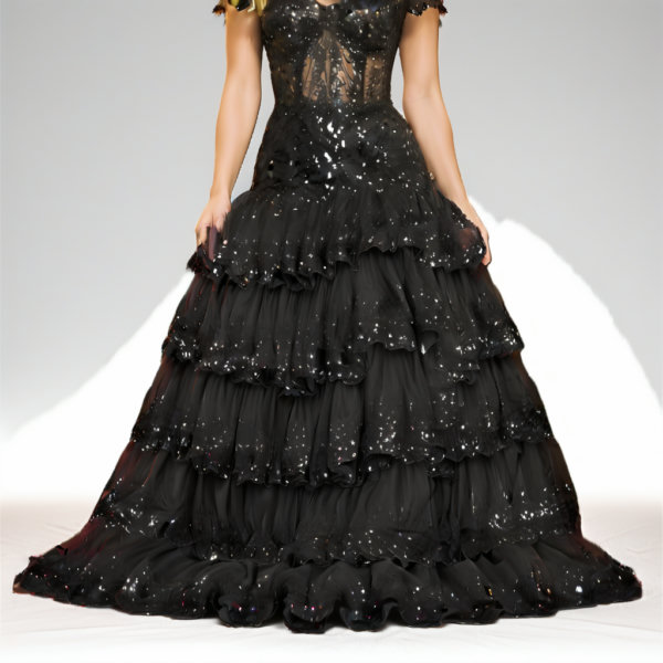 Sequin fitted mermaid gown with high slit - V2