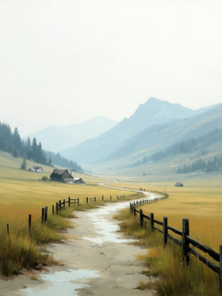 B_Landscape Oil Painting Generation_Landscape And River Creation - v1.0