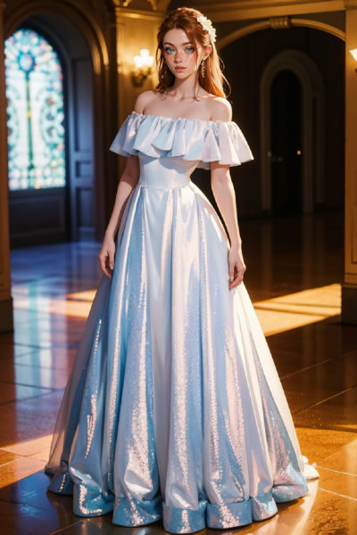Sky Blue Sequin Off Shoulder Dress - bluesparklebg v1.0