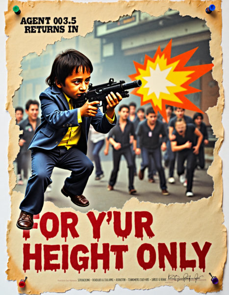 "For Y'ur Height Only" - vintage Pinoy cinematic style with Secret Agent 003 and 1/2 aka "Mini James