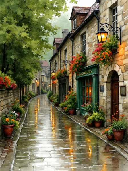 A_Rainy Scene Building Rendering_Street Scene Generation - v1.0